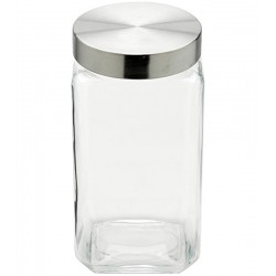 Pote 2 Litros de Vidro Borossilicato Quadrado Com Tampa Aço Inox